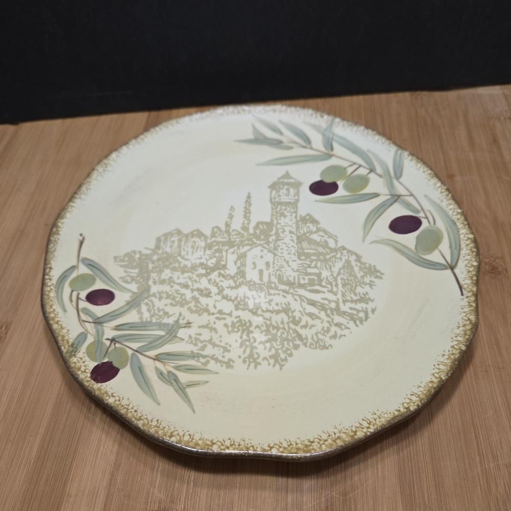 CLAY ART HAND PAINTED DISH antipasto fruit tray cheese plate charcuterie dish